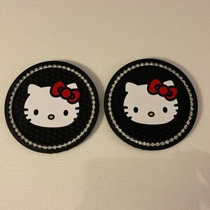 Hello Kitty Car Cup Coasters in Black Bling Set of 2 NWT
